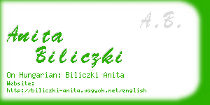 anita biliczki business card